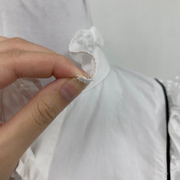 Tuckernuck Blouse Womens Small White Hazel Victorian Ruffle Mock Neck Button Up - Picture 5 of 13